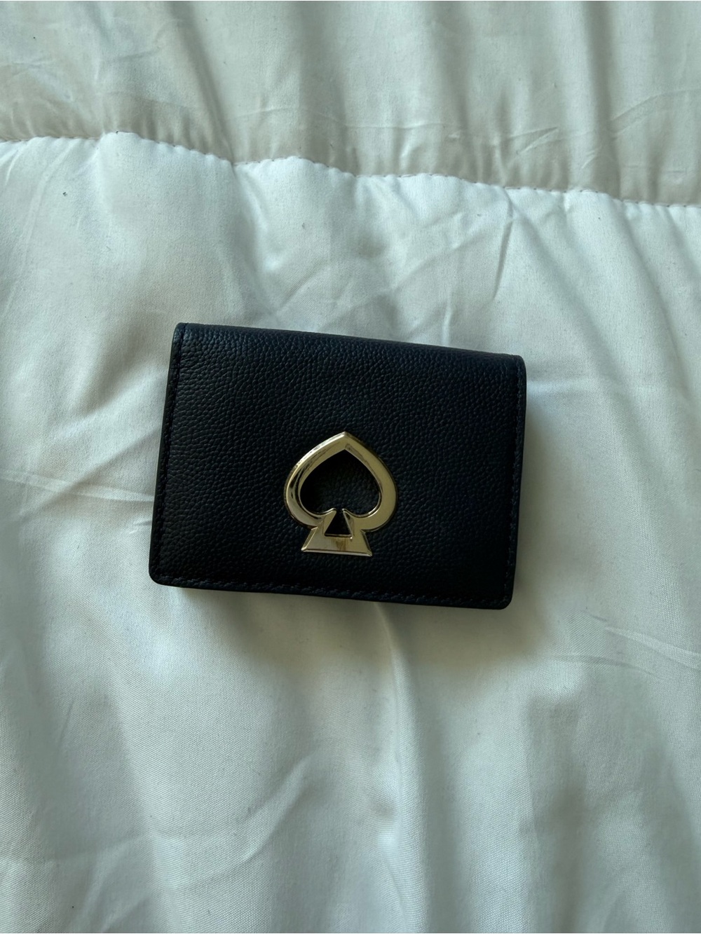 kate spade Black Leather Card Holder with Gold Spade Emblem